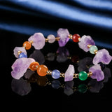 Natural Jade Amethyst Beads Bracelet Adjustable Bangle