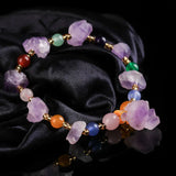 Natural Jade Amethyst Beads Bracelet Adjustable Bangle