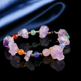 Natural Jade Amethyst Beads Bracelet Adjustable Bangle