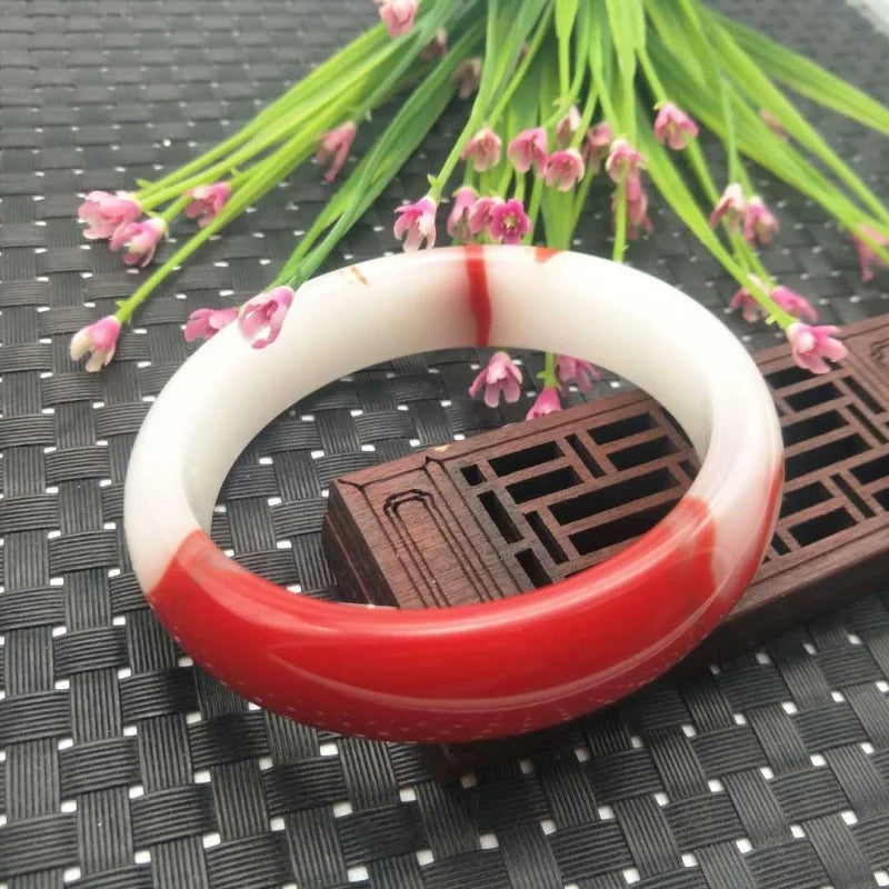 Natural Jade Bangle Bracelet Hand-Carved Fine Jewellery Charm Accessories
