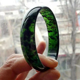 Natural Dark Green Jade Bangles Women's Bracelets