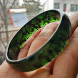 Natural Dark Green Jade Bangles Women's Bracelets