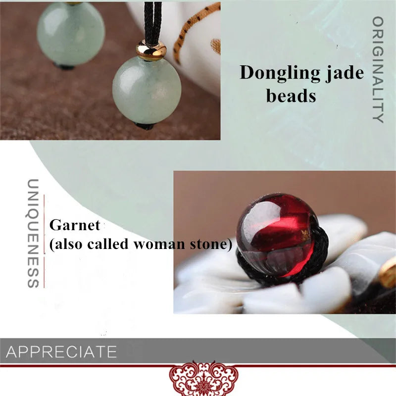 Jade Bead Bracelet with Red Garnet, Vintage Stone Charms Bangle