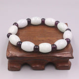 Green Jade Bead Bracelet 13mm Red Garnet, Light Green Bracelet