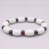 Green Jade Bead Bracelet 13mm Red Garnet, Light Green Bracelet