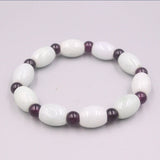 Green Jade Bead Bracelet 13mm Red Garnet, Light Green Bracelet