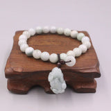 Jade Bead Bracelet Luck Pixiu 8mm Beads 16-17cmL