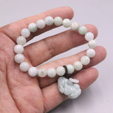 Jade Bead Bracelet Luck Pixiu 8mm Beads 16-17cmL