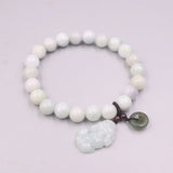 Jade Bead Bracelet Luck Pixiu Circle Bracelet 16-17cmL