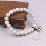 Jade Bead Bracelet Luck Pixiu Circle Bracelet 16-17cmL