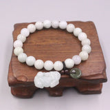 Jade Bead Bracelet Luck Pixiu Circle Bracelet 16-17cmL
