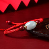 Jade Beads Bracelet Cinnabar Hand Wave Red Rope Ethnic Style