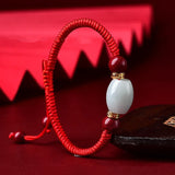Jade Beads Bracelet Cinnabar Hand Wave Red Rope Ethnic Style