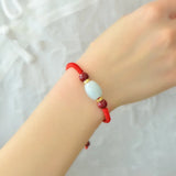Jade Beads Bracelet Cinnabar Hand Wave Red Rope Ethnic Style