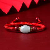Jade Beads Bracelet Cinnabar Hand Wave Red Rope Ethnic Style