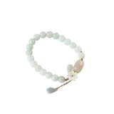 Jade Beads Bracelet 14K Filled Shell Flower Drop Charm Female Jewelry