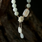 Jade Beads Bracelet 14K Filled Shell Flower Drop Charm Female Jewelry
