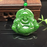 Jade Maitreya Buddha Pendant Necklace Men Women