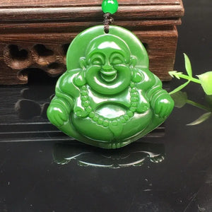 Jade Maitreya Buddha Pendant Necklace Men Women