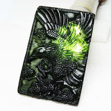 Jade Green Eagle Pendant Necklace Chinese Carved Charm Jewelry