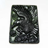 Jade Green Eagle Pendant Necklace Chinese Carved Charm Jewelry
