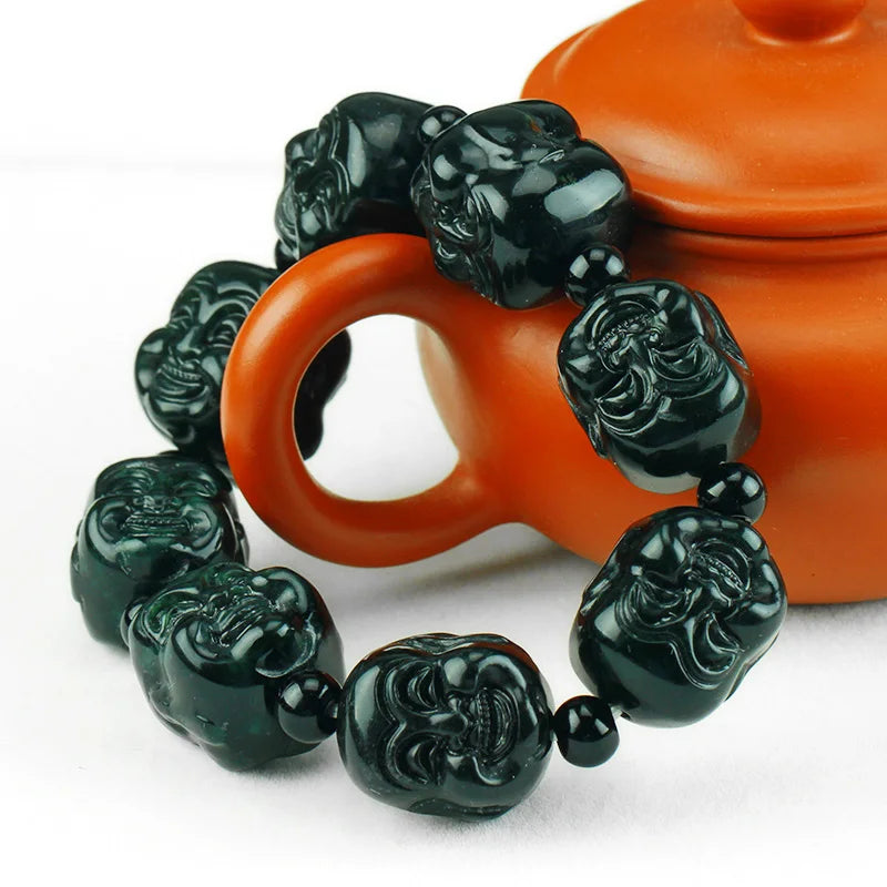 Natural Jade Beaded Buddha Bracelet for Men Women