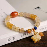Colorful Jade Women's Bracelet with Hanging Pixiu for Luck