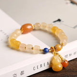 Colorful Jade Women's Bracelet with Hanging Pixiu for Luck
