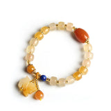 Colorful Jade Women's Bracelet with Hanging Pixiu for Luck