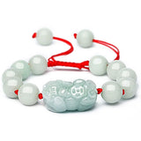 Jade Burma Emerald 10mm Bead Pixiu Bracelet Adjustable Bangle