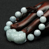 Jade Burma Emerald 10mm Bead Pixiu Bracelet Adjustable Bangle Jewelry