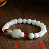8mm Natural Jade Burma Emerald Bead Pig Bracelet Adjustable Bangle