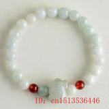 8mm Natural Jade Burma Emerald Bead Pig Bracelet Adjustable Bangle