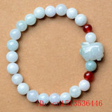 8mm Natural Jade Burma Emerald Bead Pig Bracelet Adjustable Bangle