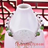Natural Jade Burma Emerald Bead Bracelet Bangle Hand-Carved Woman