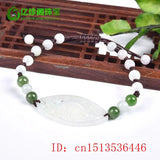 Natural Jade Burma Emerald Bead Bracelet Bangle Hand-Carved Woman