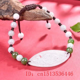 Natural Jade Burma Emerald Bead Bracelet Bangle Hand-Carved Woman