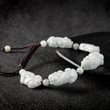 Natural Jade Burma Emerald Pixiu Bead Bracelet