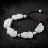 Natural Jade Burma Emerald Pixiu Bead Bracelet
