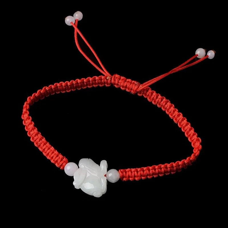 Jade Burma Emerald Rabbit Bead Bracelet Adjustable Bangle