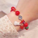 Green Jade&Chalcedony Beaded Bracelet Ethnic Lucky Couple Bracelets