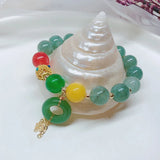 Green Jade&Chalcedony Beaded Bracelet Ethnic Lucky Couple Bracelets