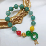 Green Jade&Chalcedony Beaded Bracelet Ethnic Lucky Couple Bracelets
