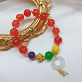 Green Gourd Ethnic Lucky Couple Bracelet Natural Jade&Chalcedony Beads
