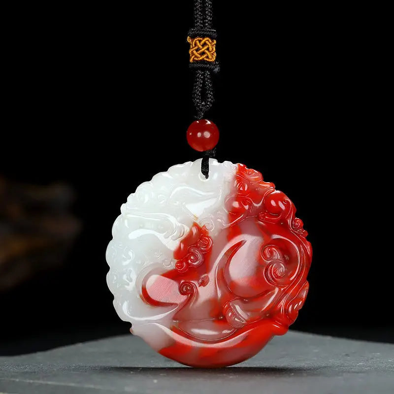 Jade Chicken Blood Pendant Necklace for Men and Women