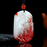 Jade Chicken Blood Zodiac Tiger Pendant Sweater Chain
