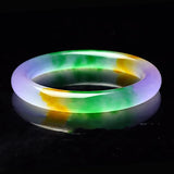 Natural Jade Colorful Jade Bracelet Ladies Round Fulushou Bracelet