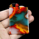 Natural Jade Colorful Jade Peace Card Pendant for Men and Women