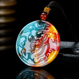 Natural Jade Round Dragon Pendant for Men and Women
