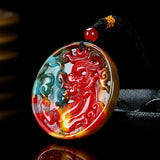 Natural Jade Round Dragon Pendant for Men and Women